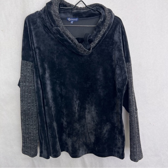 Democracy Women's Cowl Neck Charcoal Velvet Soft Cozy Pullover medium - Picture 3 of 6